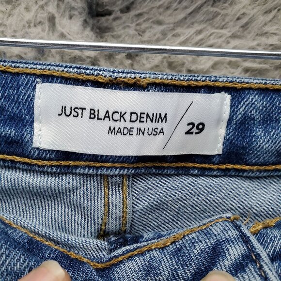 Just Black Denim Jeans Womens Size 29 Blue Distressed Raw Hem Straight Cut USA - Picture 2 of 12